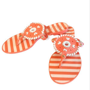 Jack Rogers Sandals Melon and White Woven Jelly Thong Sandals size 7